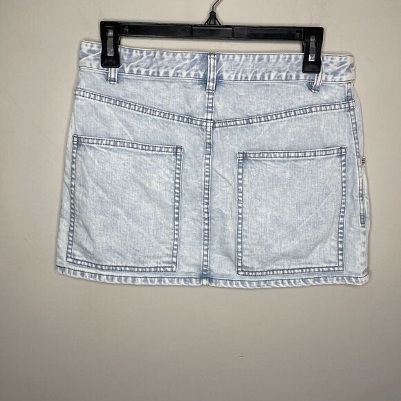 TIBI Skirt Womens 27 Bleached Denim Mini Large Pocket Cotton Stretch - Picture 5 of 10